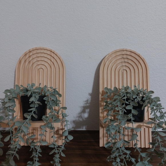 Boho Wooden Arch Rainbow Shelves Set Of 2 Boho Minimalist Decor Natural Wood - Picture 4 of 16